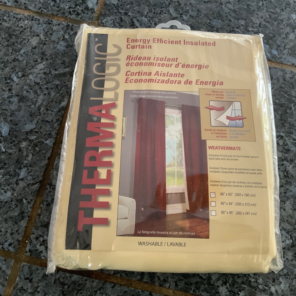 THERMALOGIC energy efficient insulated curtain/New in bag/80”x63”